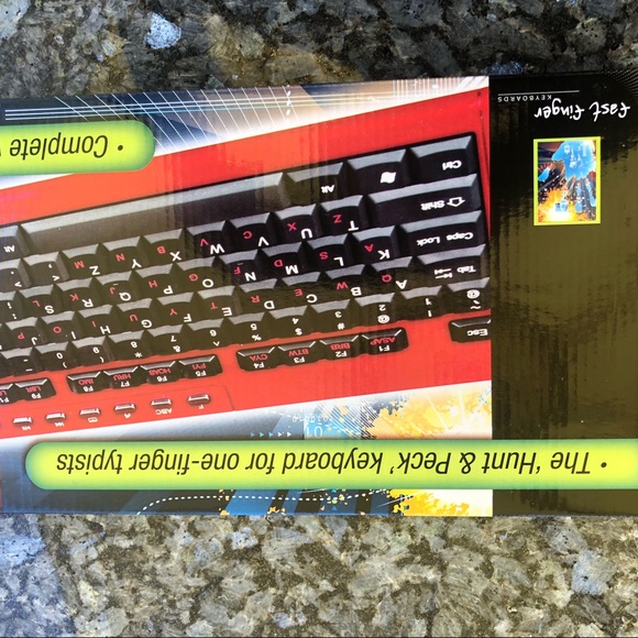 New Fast Finger Keyboard Hunt & Peck One Hand typist ABCDE or QWERTY. Red - Picture 10 of 10